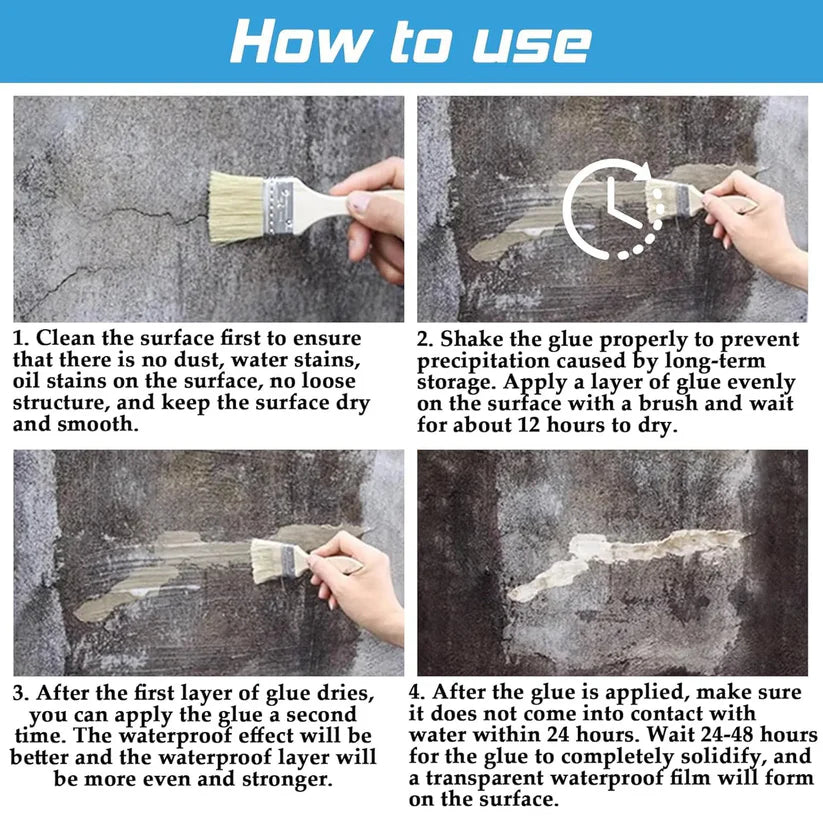 Leak-Proof Transparent Waterproof Glue with Brush – For Cracks